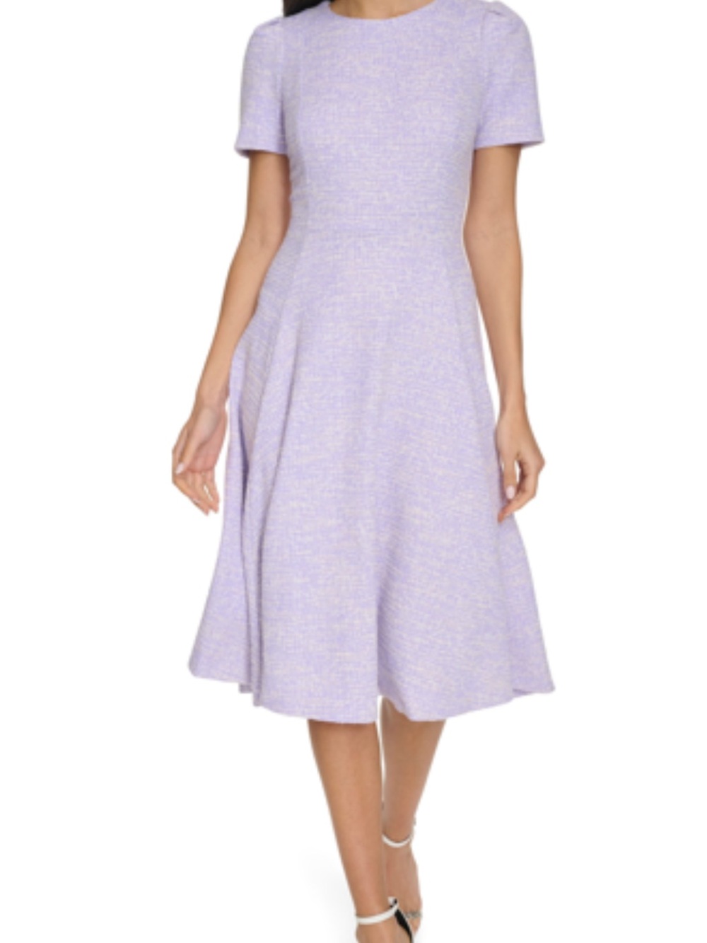Calvin Klein Lavender Tweed-Look Fit & Flare Dress